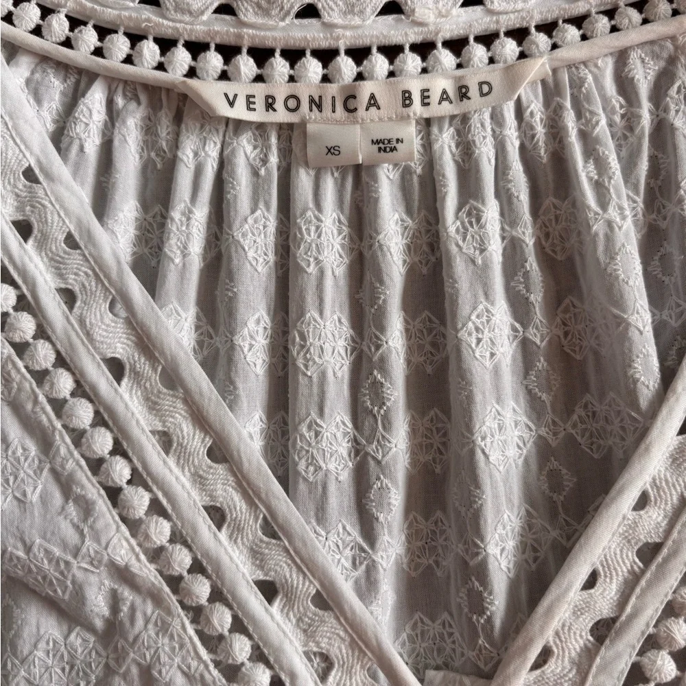 Veronica Beard Daeja V-Neck Eyelet Intricate Lace 3/4 Sleeves Mini Dress Size XS - Picture 12 of 14